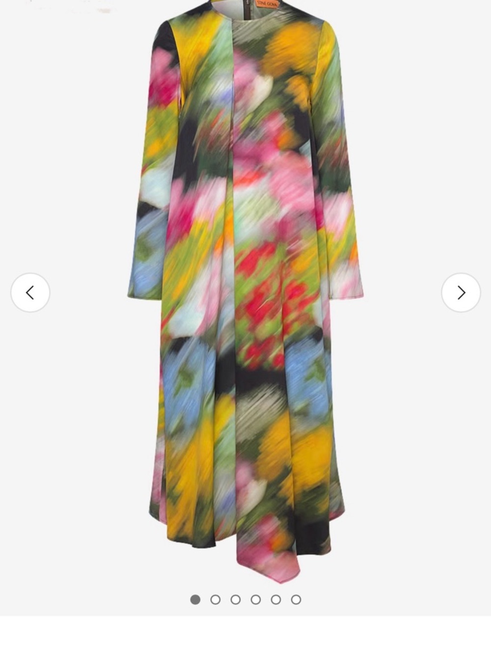 STINE GOYA Multicolor Brushstroke Long Sleeve Midi Dress